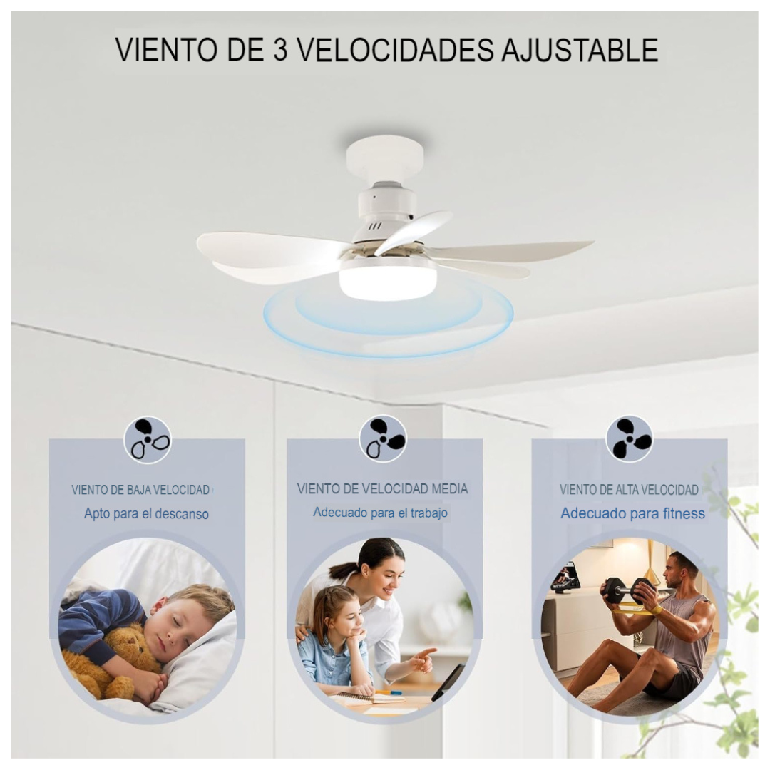 Ampolleta Led con Ventilador + Control Remoto para ajustar luz y velocidad 💡