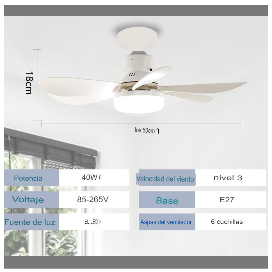 Ampolleta Led con Ventilador + Control Remoto para ajustar luz y velocidad 💡