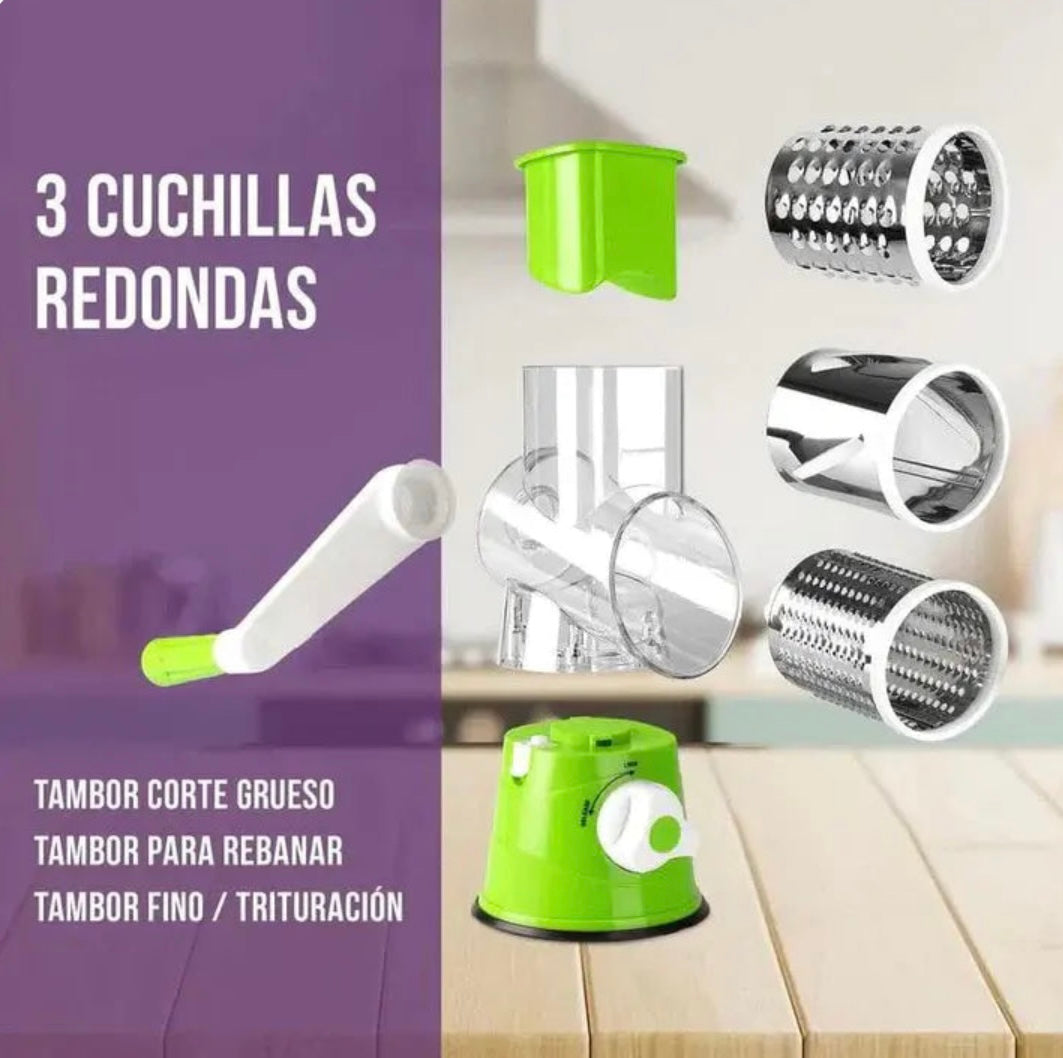 RALLADOR Y CORTADOR DE VERDURAS Y FRUTAS + 3 CUCHILLOS DESMONTABLES GRATIS!